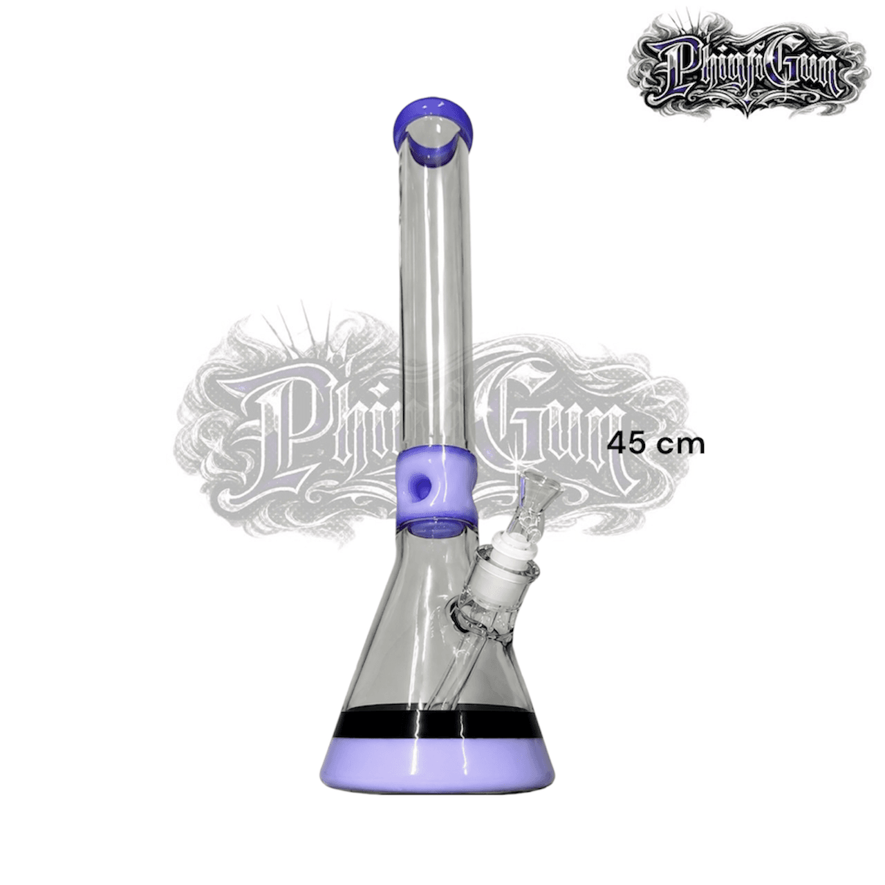 บ้องแก้วทรง Beaker 45 cm. หนา 9 mm-สีม่วงดำ | Glass Bong Premium Borosilicate